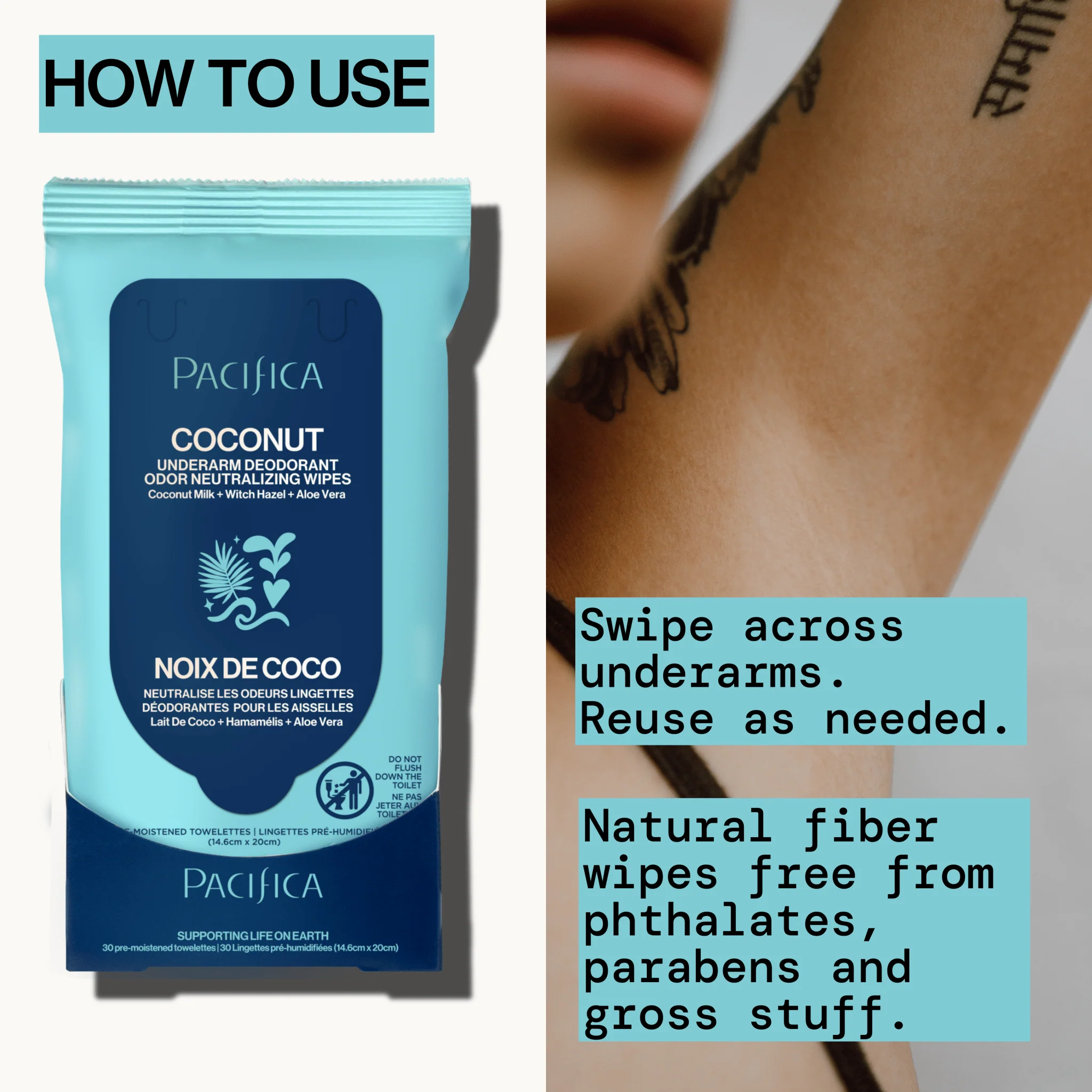 Coconut Milk & Essential Oils Underarm Deodorant Wipes - Image 8