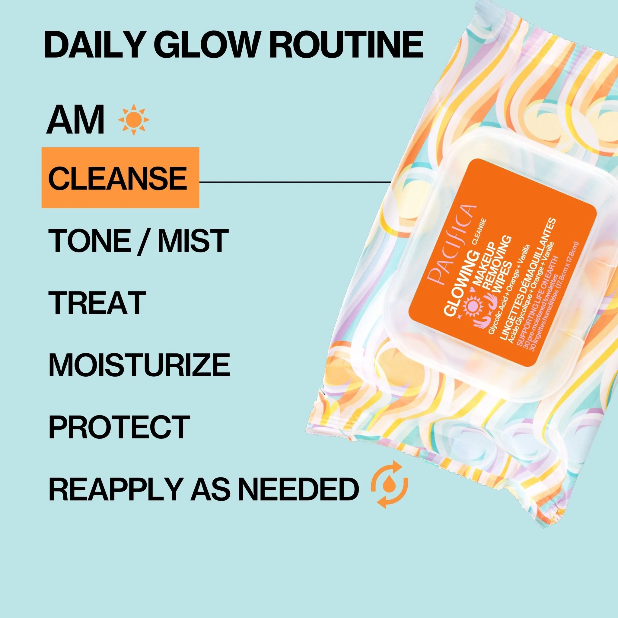 Glowing Glycolic Acid, Orange & Vanilla Makeup Removing Wipes - Image 6