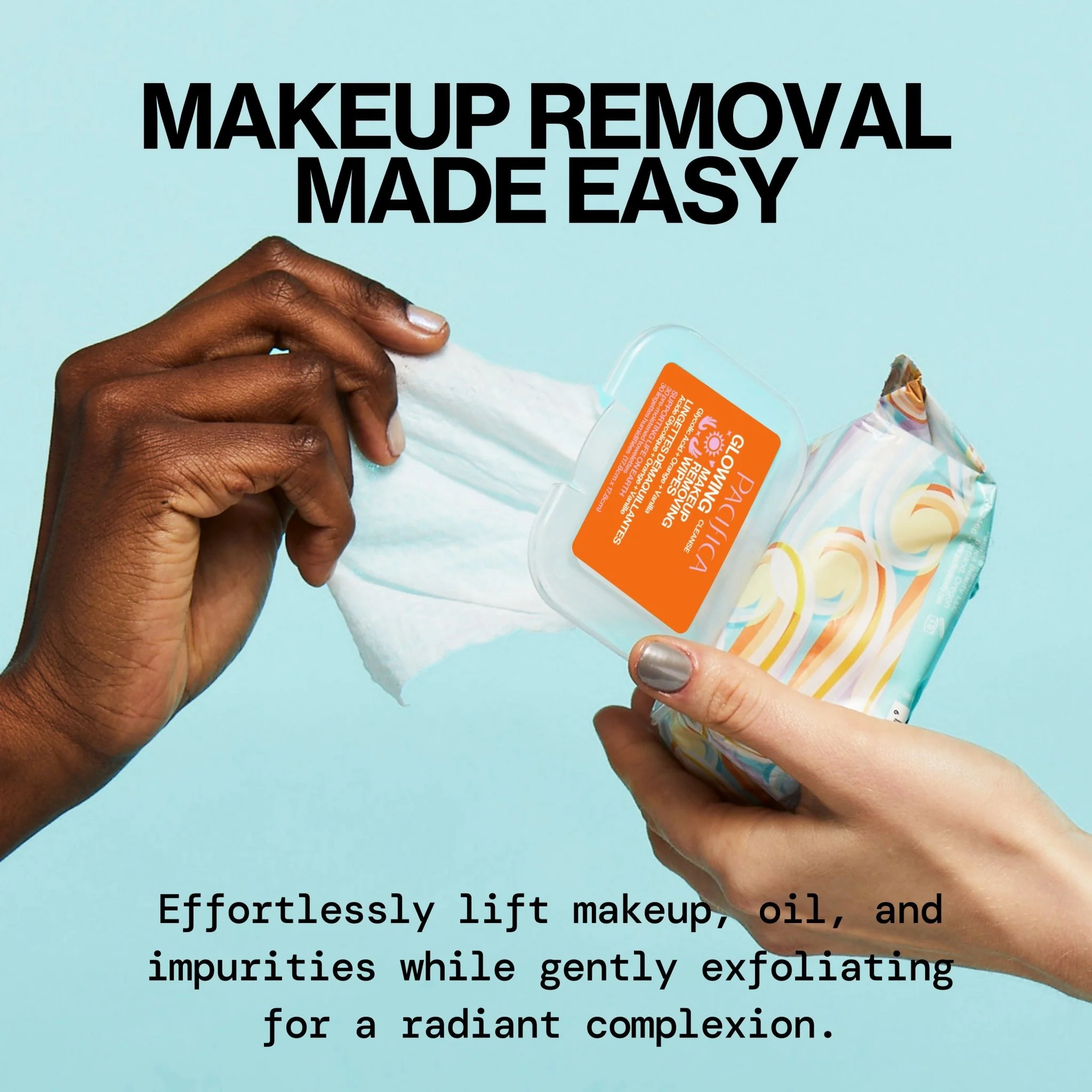 Glowing Glycolic Acid, Orange & Vanilla Makeup Removing Wipes - Image 9